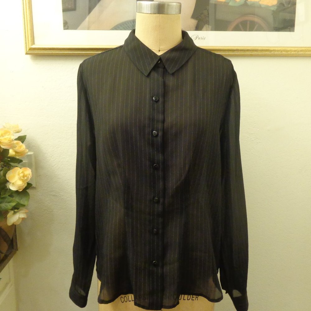 Hillard & Hanson Black Pinstripe Button Down Shirt